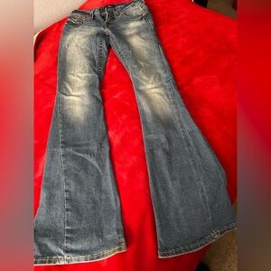 True Religion Joey Low Rise Flare Jeans - Blue